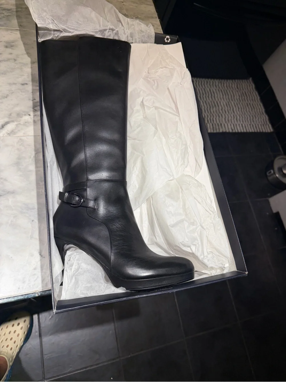 Naturalizer Black Over-the-Knee High Heel Boots wide calf
